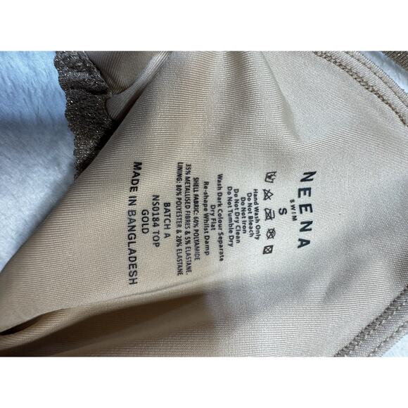 Neena Swim Bikini Set In Sand & Gold Dust Sz Small Resort Wear Cruise Beach - Picture 7 of 7